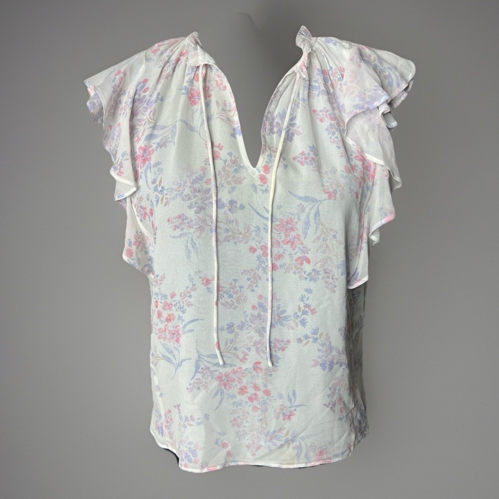 Generation Love Floral Silk Ruffle Blouse XS
